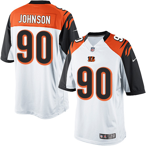 Men's Limited Michael Johnson Nike Jersey White Road - #90 NFL Cincinnati Bengals